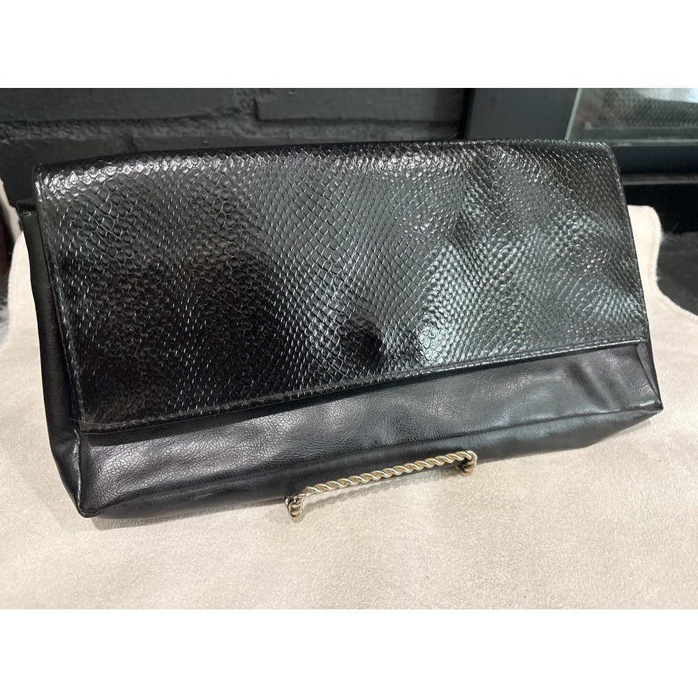 Bagatelle Clutch Women OS Black Snakeskin Embossed Faux Leather Evening Bag